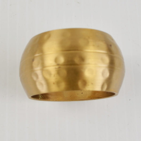 Brass Napkin Rings Hammered Vintage Patina Round Barrel Shape - Set of 8