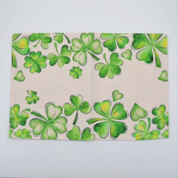 St Patricks Day Placemats Set of 6, 13x19 Inch Cloth Green Shamrock Place Mats