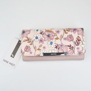 Nine West Clutch Purse Magnolia Floral Wallet Snap Closure Many Pockets - NEW