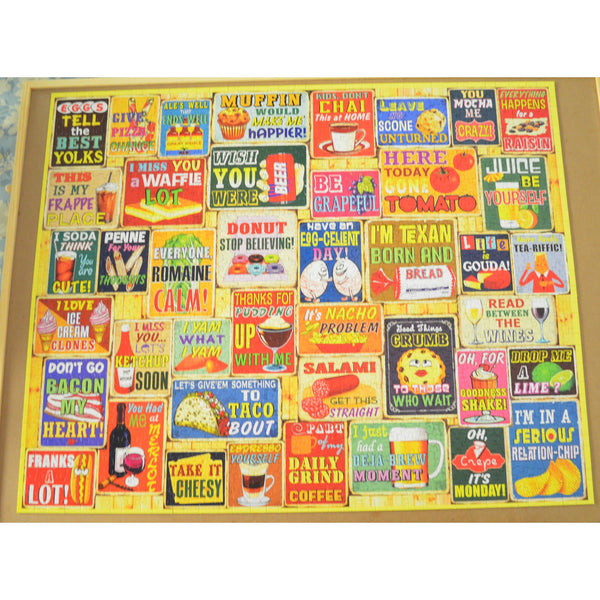 White Mountain Food & Drink Puns Puzzle 1000 Piece Premium Jigsaw 100% Complete