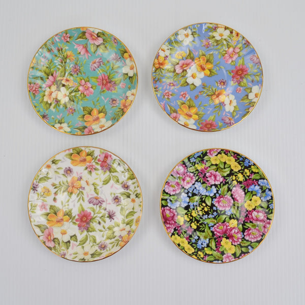 Set of 4 Bethany Floral Saucer Plates 5.5" Staffordshire England Fine Bone China