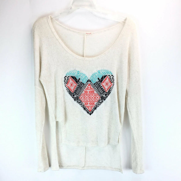 Papaya Womens Sweater High-Low - Heart Design - Size Small