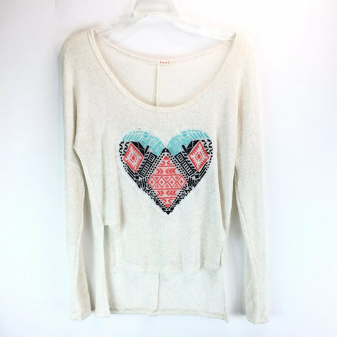 Papaya Womens Sweater High-Low - Heart Design - Size Small