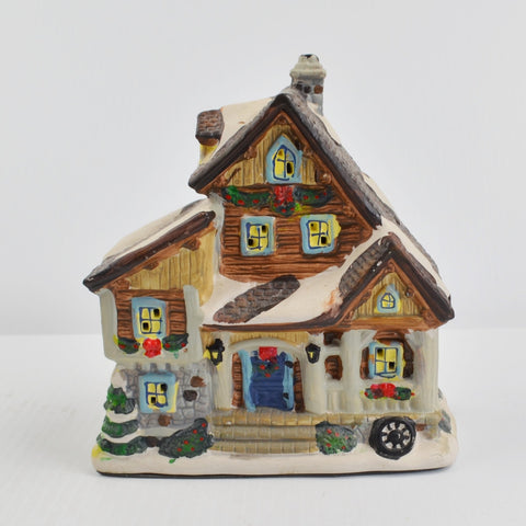 Christmas Village Collection Victorian Cottage House Porcelain - w/ Light Cord