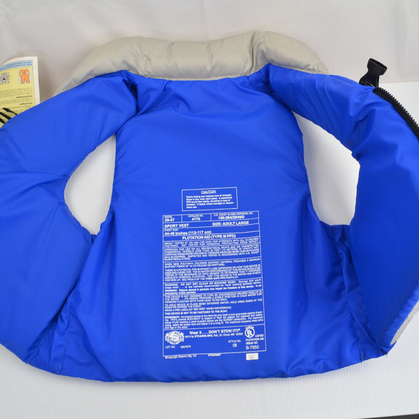 Tracker Stearns Life Vest Jacket Bass Pro Shops - Adult Large 44-46" Chest NEW