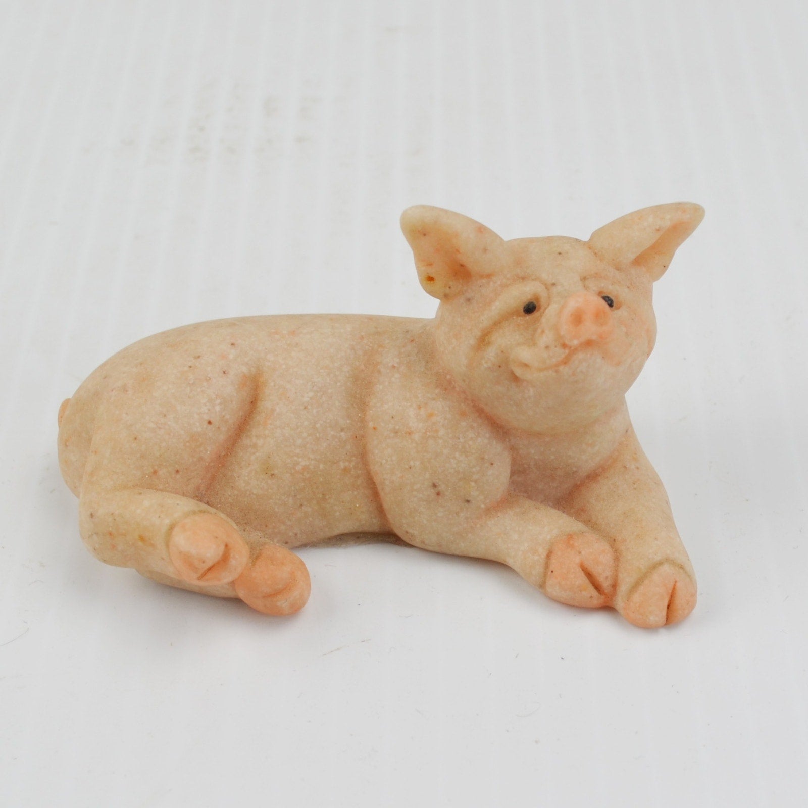 Quarry Critters Patch Pig - Laying Stone Pig Figurine - 2000 Second Nature