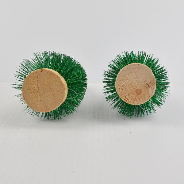 Christmas Village Bottle Brush Christmas Trees - 2 Decorated, 2 Natural, Green