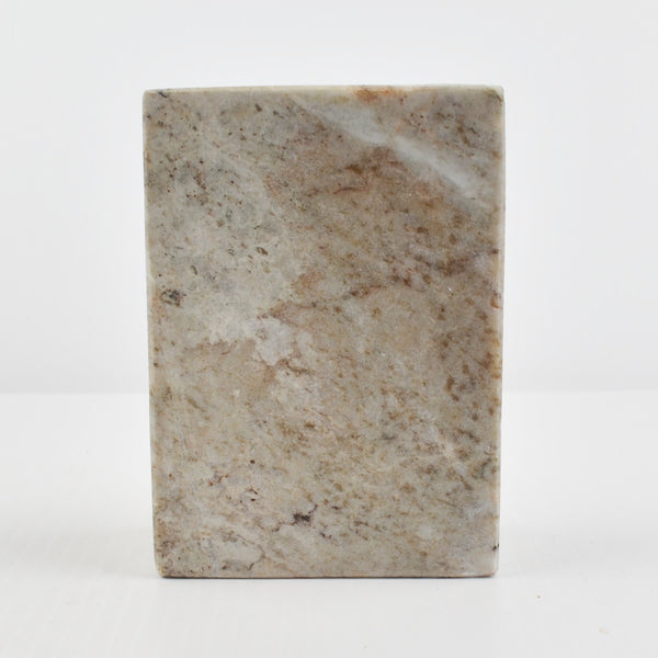 Marble Half Arch Bookend -  Heavy Brown Gray Polished Natural Stone Marble Decor