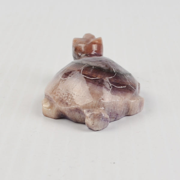 Vintage Hand Carved Marble Stone Sea Turtle Figurine Carving - Purple 2.75"