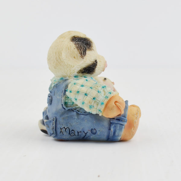 Mary’s Moo Moos “Some Bunny Loves Moo” 1994 Enesco Cow Overalls Bunny Figurine