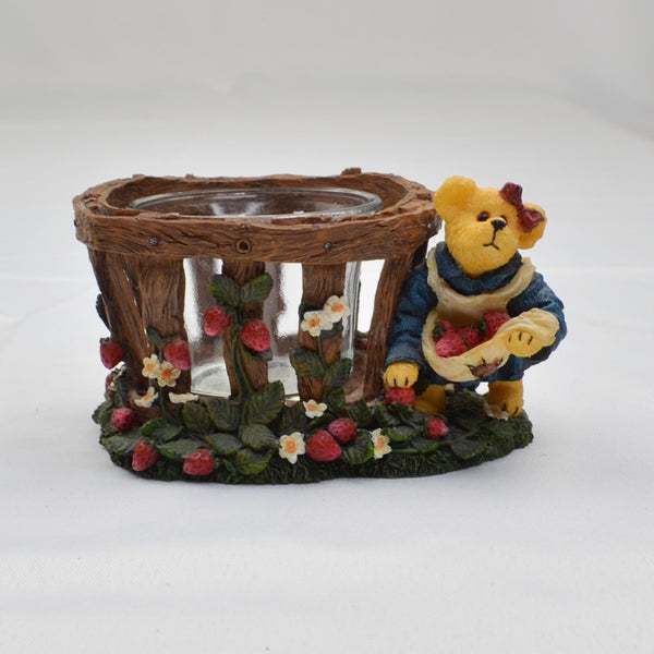 Boyds Bears Miss Bearypickins Candle Votive Holder - Strawberries Basket