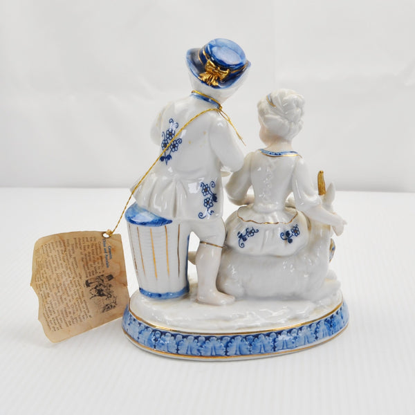 Vintage Vienna Woods By Mann Fine China Figurine Girl Goat Boy Flute Japan Tags