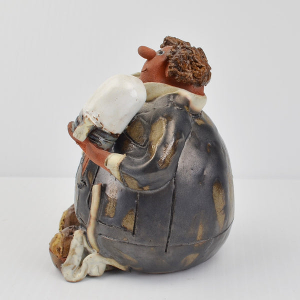 Sara Meadows Balloon People Studio Art Pottery Clay Stockbroker Figurine Signed