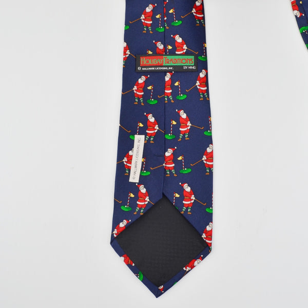 Hallmark Holiday Traditions Mens Necktie Silk Christmas Tie - Santa Golf Party