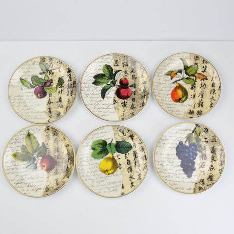 Bernardaud Limoges Canape Plates 6 Poesie/Poetry Porcelain Appetizer Set France