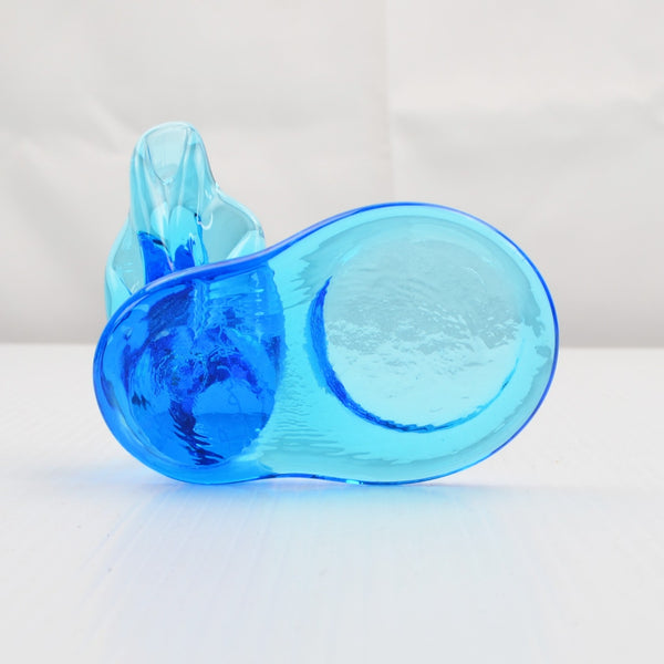 Blue Bird of Happiness Art Glass Votive Candle Holder Signed Leo Ward 1994