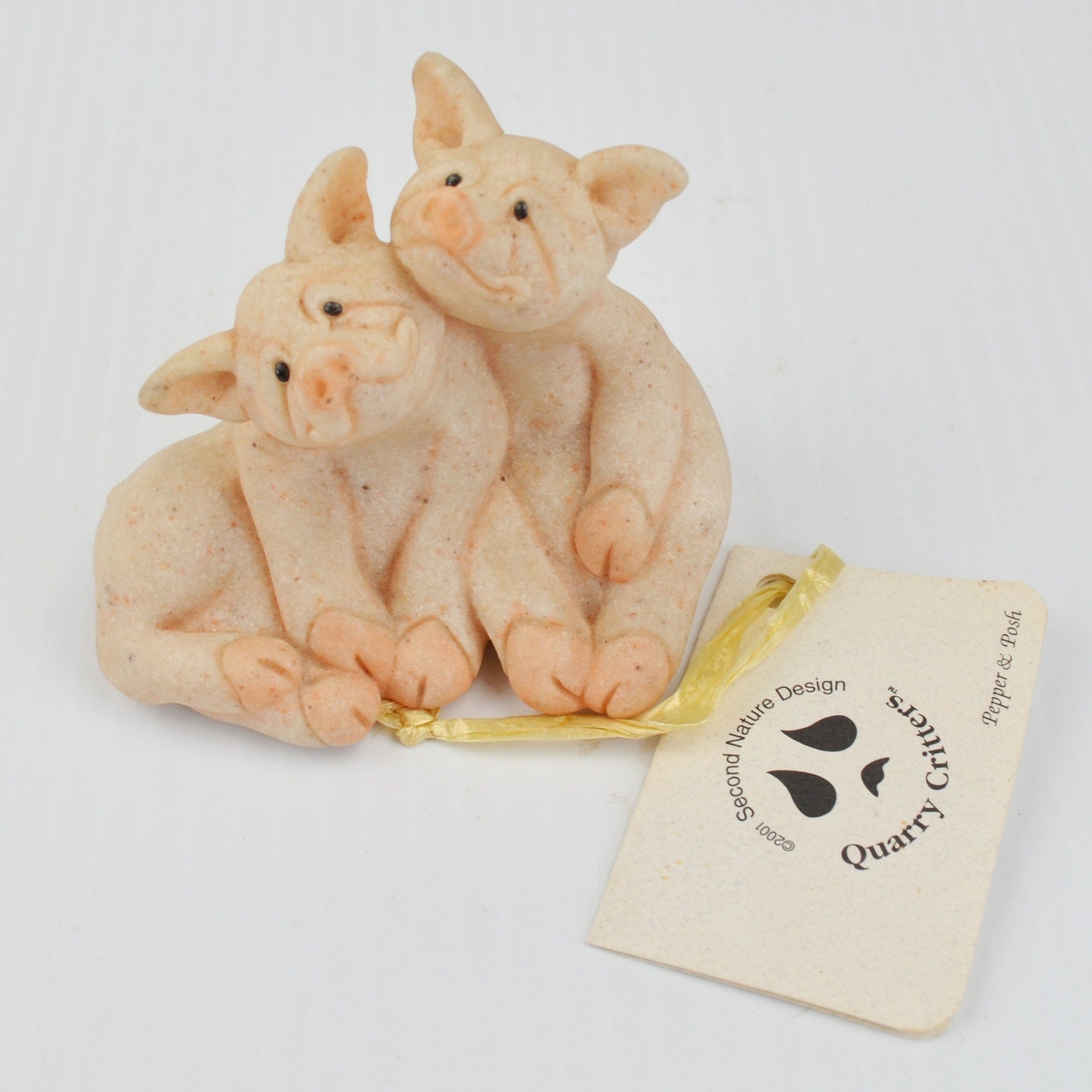 Second Nature Design Quarry Critters Pepper & Posh Pig Figurine - with Tag 2000