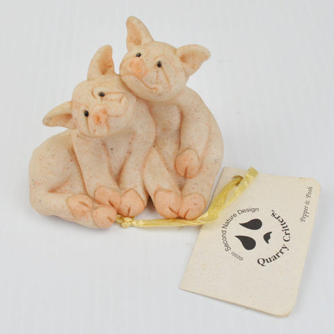 Second Nature Design Quarry Critters Pepper & Posh Pig Figurine - with Tag 2000