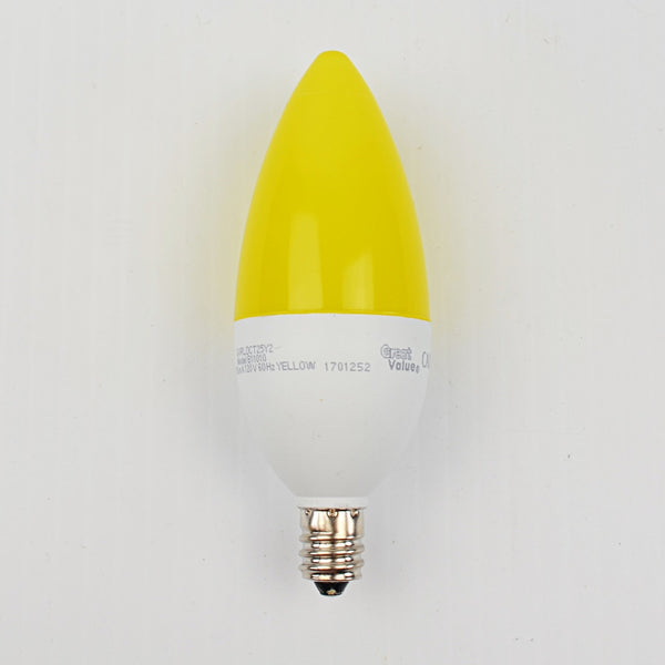 LED Yellow 2 Replacement Light Bulbs E12 Candelabra Base, Not Dimmable 9 Yr Life