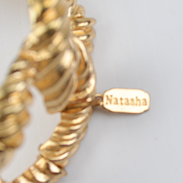 Natasha Gold Tone Chain Link Bracelet - Stretch, Cuff, Chunky - 1.5" Wide