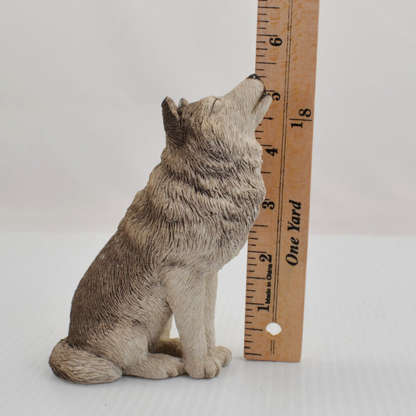 Vintage Sandra BRUE Gray Wolf Howling Sculpture  5 1/2" by Sandicast 1995