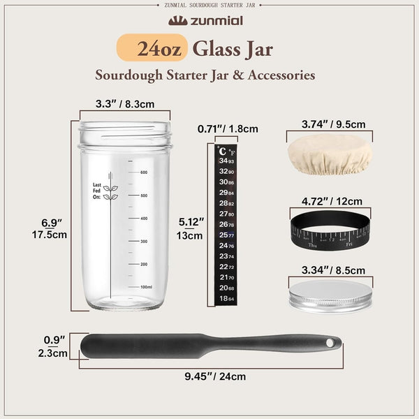 Sourdough Starter Jar 24oz Sourdough Bread Baking Supplies Fermentation Kit