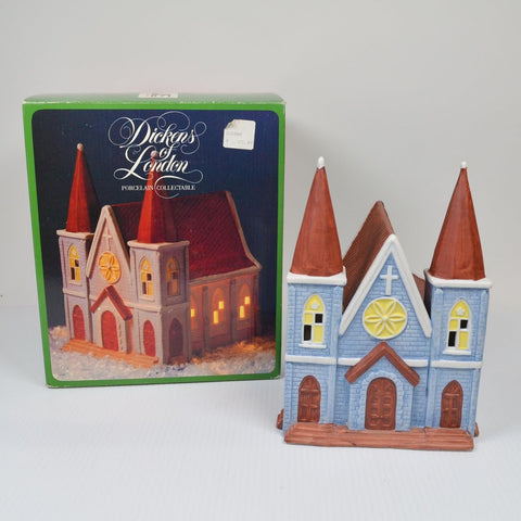 Vintage Dickens of London Christmas Village St. James Church with Light Cord