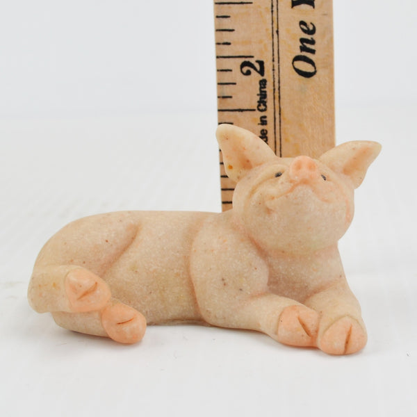 Quarry Critters Patch Pig - Laying Stone Pig Figurine - 2000 Second Nature