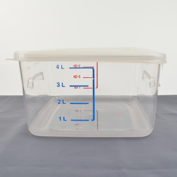 Lot of 2 Rubbermaid Commercial Square Storage Containers With Lids, 4 Qt, Clear
