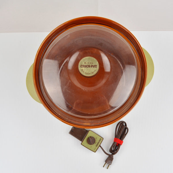 Vintage Avocado Green Rival Deluxe Crock Pot Slow Cooker 5-Qt Model 3300-2 1970s