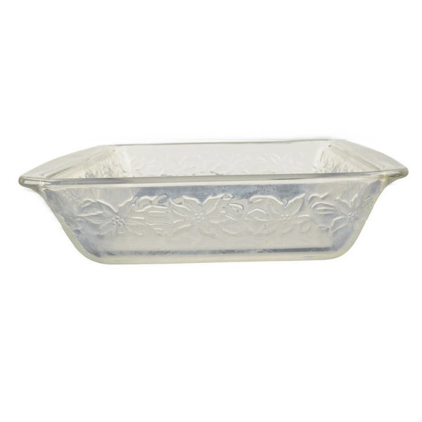 Princess House Fantasia Glass Square Dish 8"  x 8" Poinsettia Square Baking Dish