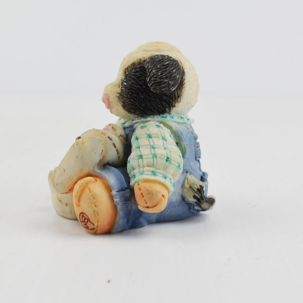 Mary’s Moo Moos “Some Bunny Loves Moo” 1994 Enesco Cow Overalls Bunny Figurine