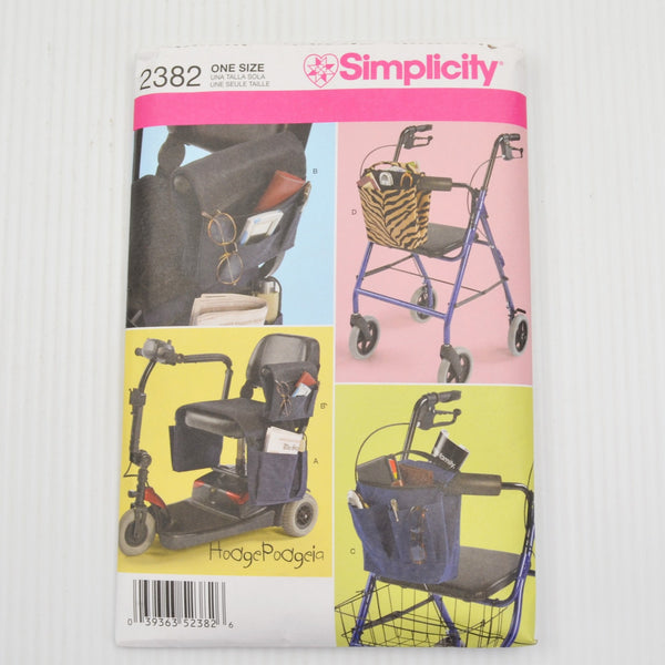 2382 Simplicity Sewing Patterns - Walker Mobility Accessory Bags, Pouches  - CUT