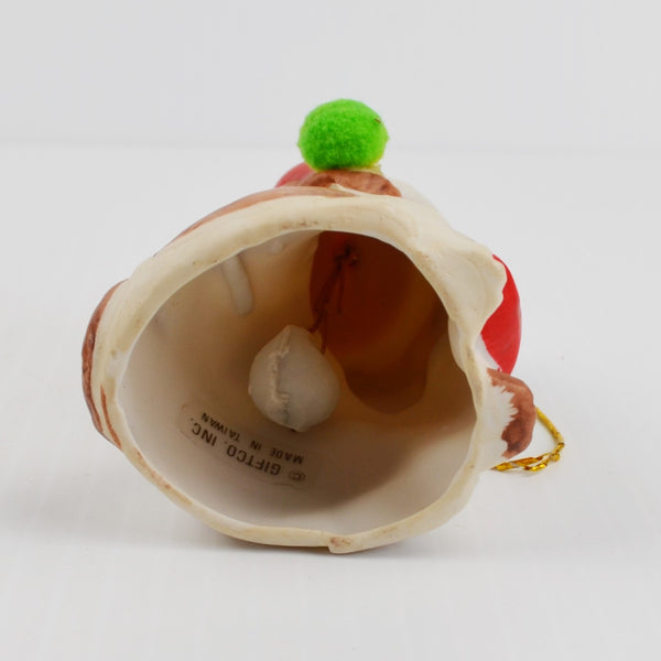 Vintage Holly Bells Ceramic Puppy Dog Bell Christmas Ornament - Giftco 1986