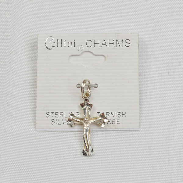 925 Sterling Silver Small Crucifix Cross Pendant Bracelet Charm 1" Tarnish Free