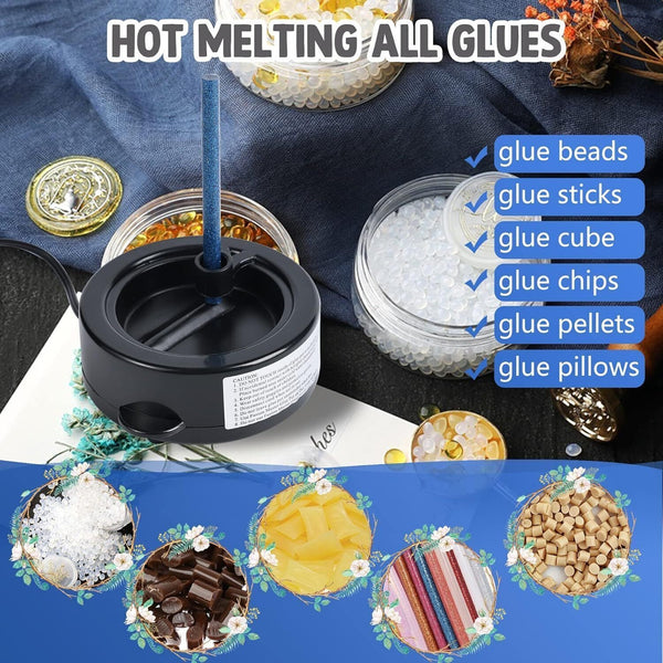 Electric Mini Hot Glue Skillet - Melt Glue Sticks Beads - Crafts, Floral, Hair