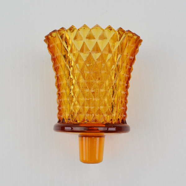 Amber Candle Holder Diamond Hobnail Glass Votive Tealight Peg Sconce Honeycomb