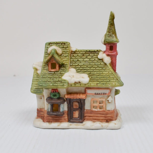 Lot 3 Porcelain Ceramic Christmas Village Houses / Bakery / Grocery with Lights