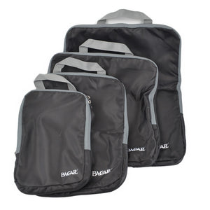 Bagail 4 Set Compression Packing Cubes Travel Accessories Expandable Bags Black