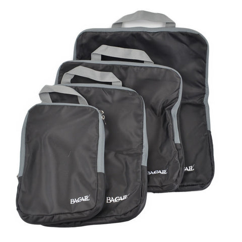 Bagail 4 Set Compression Packing Cubes Travel Accessories Expandable Bags Black