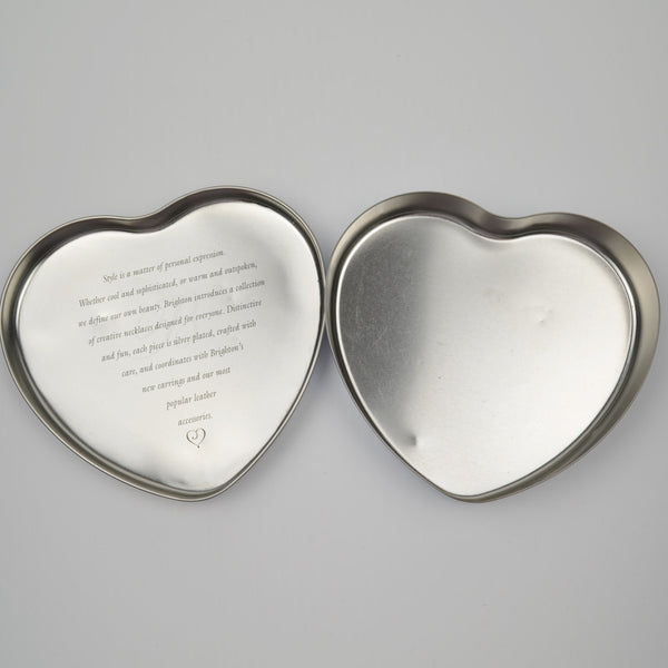 Lot of 3 Brighton Heart Shaped Jewelry Tins - Gift Boxes - Empty Metal - 5"