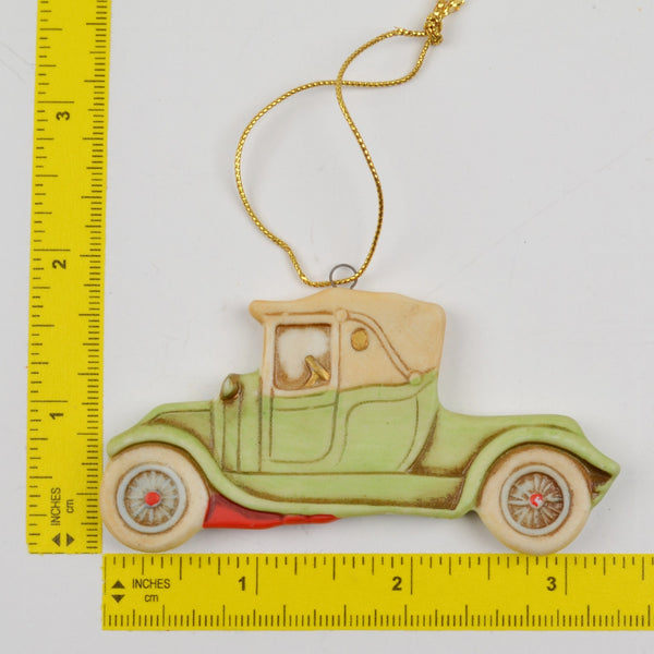 Shackman Old Time Autos Bisque Ceramic Hanging Christmas Ornament Model A 1985