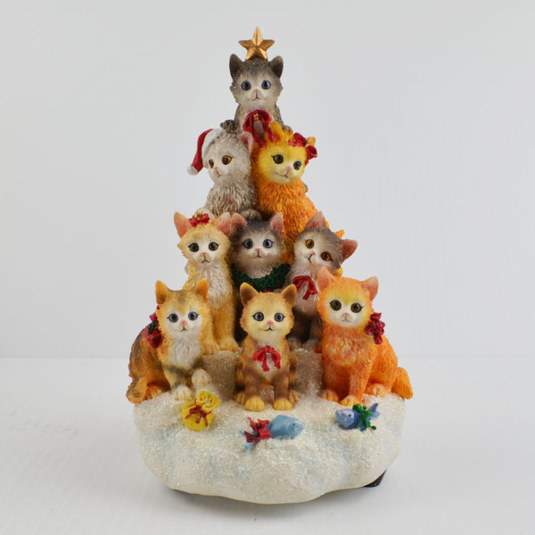 San Francisco Music Box Company Cat Xmas Tree We Wish You a Merry Christmas