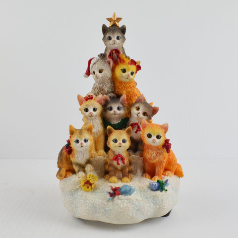 San Francisco Music Box Company Cat Xmas Tree We Wish You a Merry Christmas