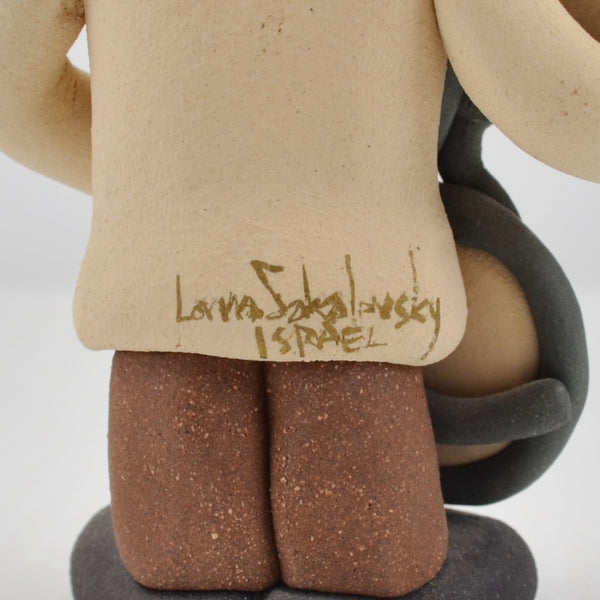 Studio Art Pottery Clay Optometrist Figurine w/ Glasses Lorna Sakalovsky Signed