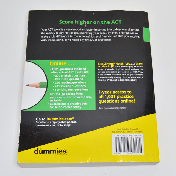 1,001 Practice Questions ACT For Dummies by Hatch