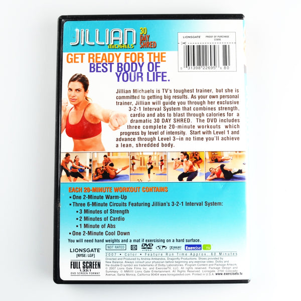 30 Day Shred (DVD, 2007, Fullscreen) Jillian Michaels - 3 Complete Workouts