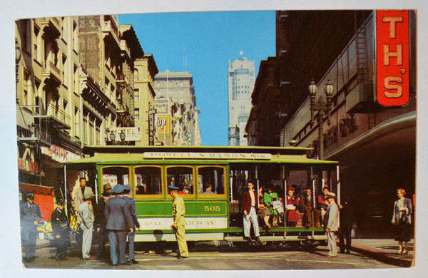 San Francisco California Cable Car Powell Turntable Postcard - Vintage