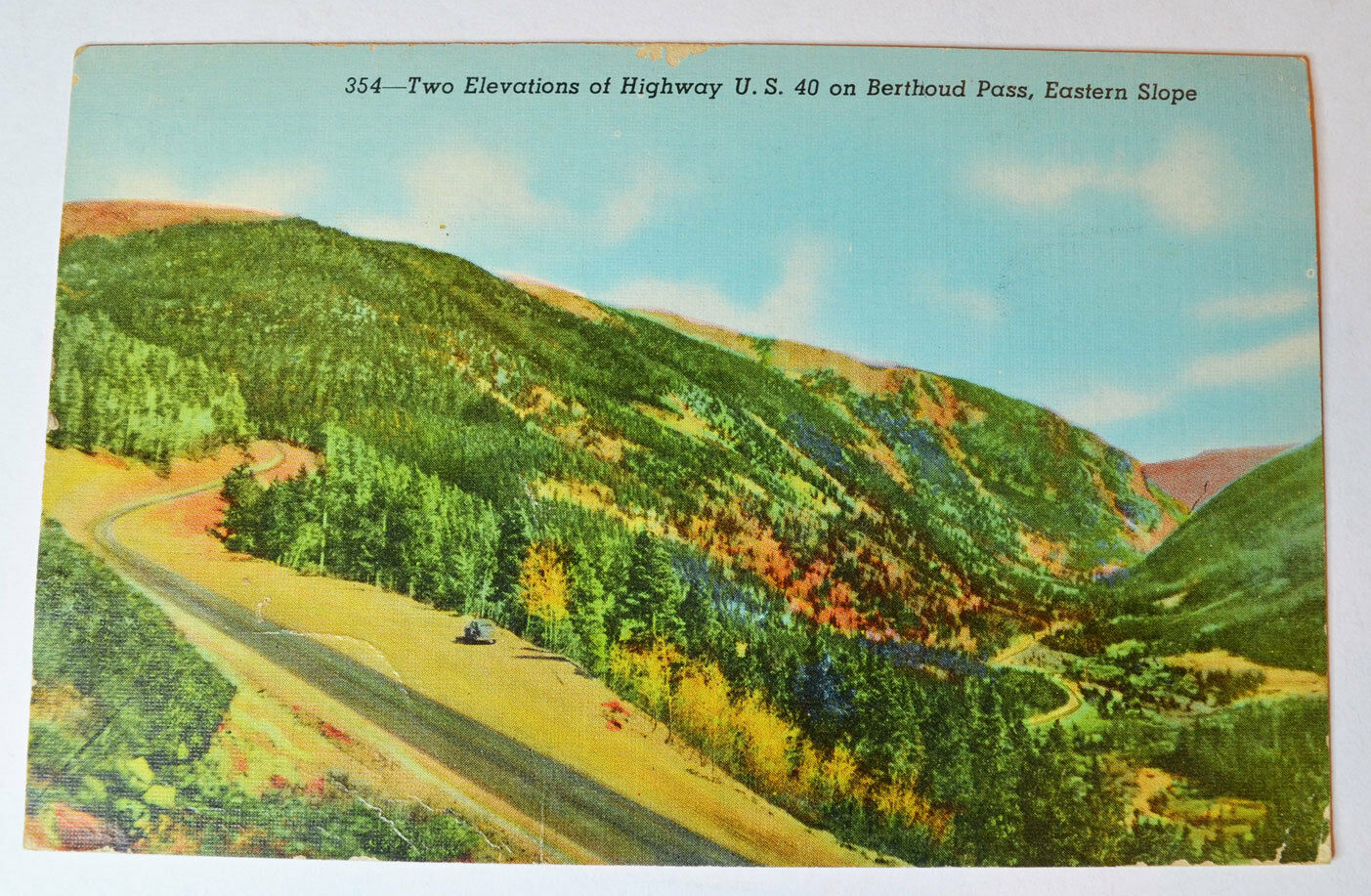 Hwy 40 Denver Colorado - Berthoud Pass Eastern Slope Postcard Old Vintage Linen