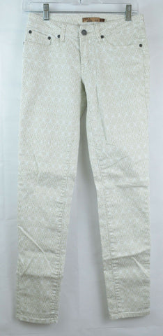 PrAna Women's Organic Cotton Kara Tan White Stone Diamond Jeans Size 0/25
